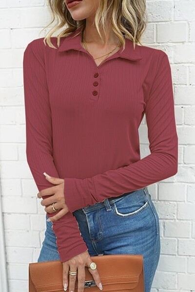 For G PL Women's long sleeve blouse, blue, size M, For G & PL