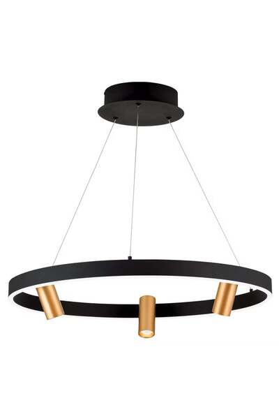 OEM Berlin pendant chandelier, 4 lights, metal, black/gold, 61.5 x 150 cm