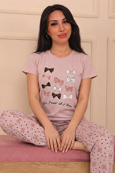 Niket Life Set de pijamale din bumbac pieptănat cu mânecă scurtă, cu model cu...