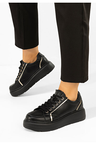 B T Shoes Women's black Jolena Leather sneakers