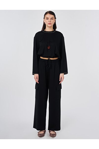 Kayra Contrast Waist Detailed Trousers 79021