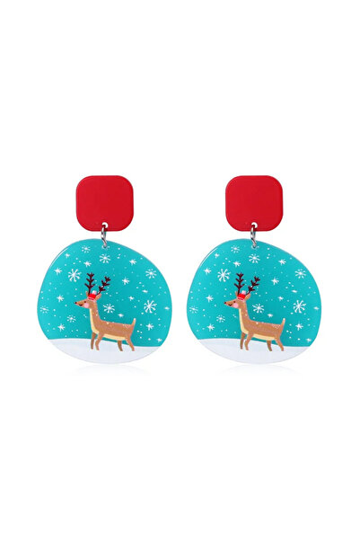 EFAYN.RO Cercei dama, tematica de Craciun, model vesel si colorat cu ren, alb...