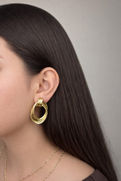 lit accessories Altın Rengi Sarmal Çelik Küpe