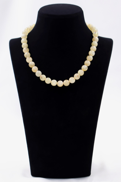 SAURACHI Sitrin Taşı Kolye Doğal Taş Dizi 10 mm