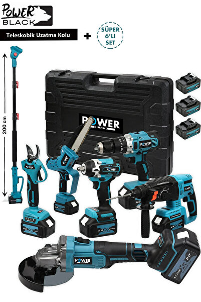 POWER BLACK 7 li set tam uyumlu ultra güçlü makas testere kırıcı delici matka...