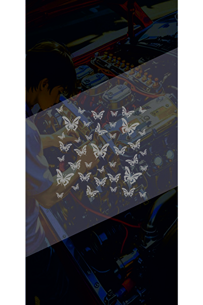 sticker Kelebek Desen Kaplama 25x25 Cm Jdm Araba-moto-laptop Cam Etiket Holog...