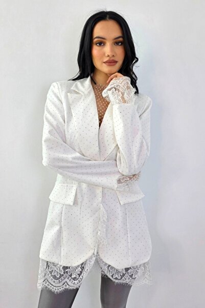 FashionForYou IMPERYA short jacket dress, lace and crystal trims, White, Size...