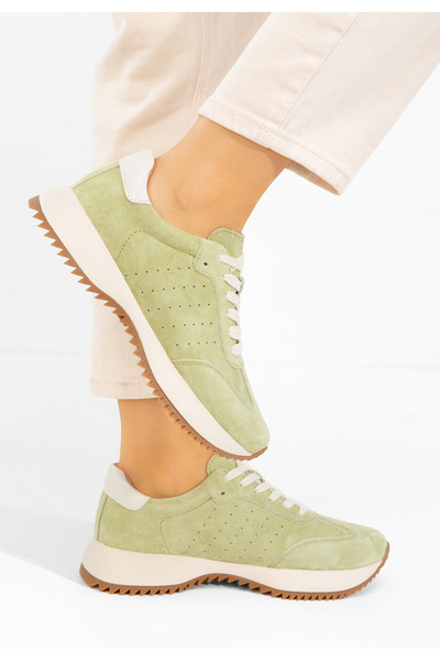 B T Shoes Women's green Leather sneakers Yasminia