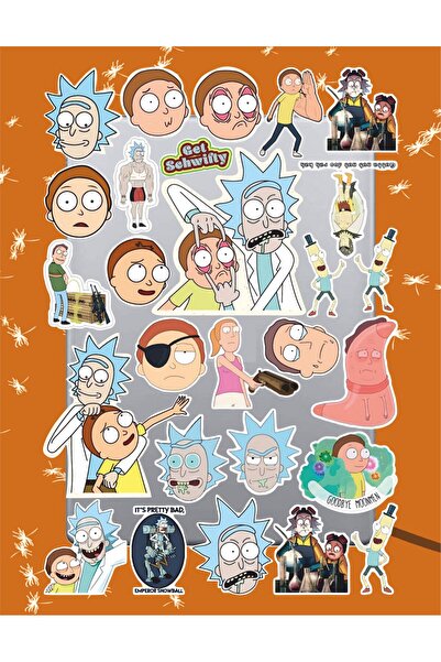 hediyenebak Rick and Morty Seri 7 Sticker Seti | Laptop Ajanda Notebook Table...