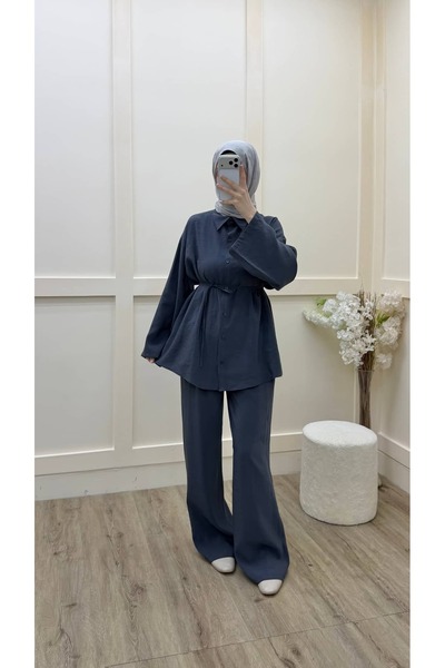 Minharir Set cămașă cu șireturi, costum hijab, set elegant și confortabil pen...