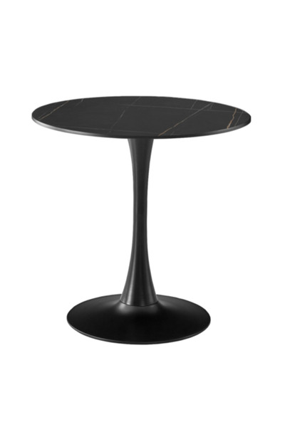 2home Tulip Round Table, Black Marble 80cm