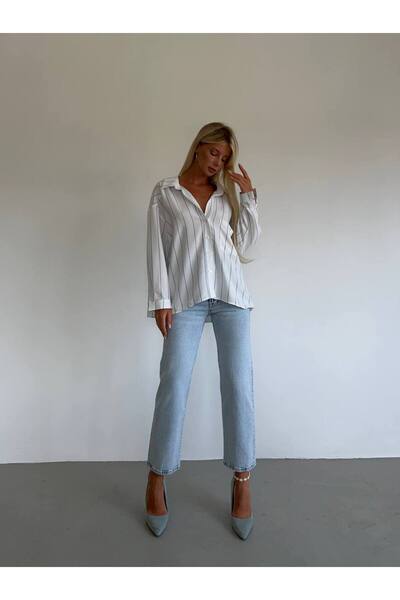 Rabona Fashion Πουκάμισο Milano Line Oversize με ρίγες