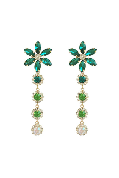 EFAYN.RO Women's earrings with crystals, elegant flower pattern, long, fashio...