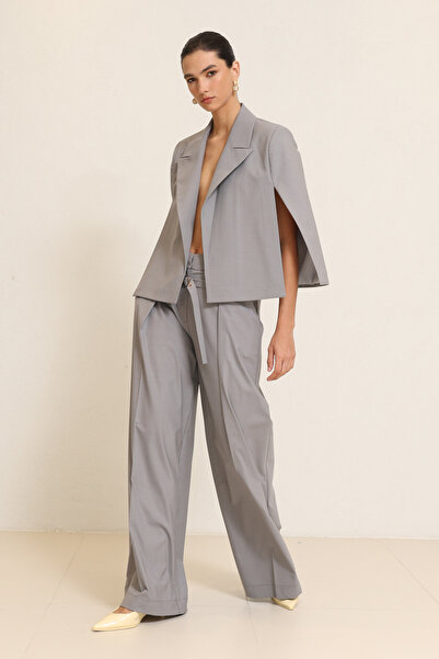 Setre Dark Gray Poncho Jacket with Sleeve and Shoulder Detail