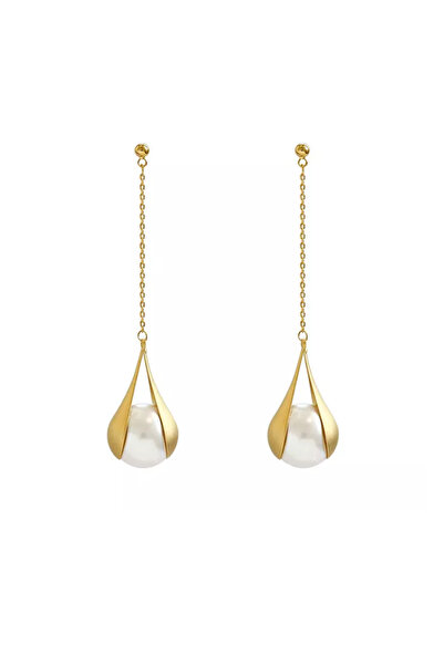 EFAYN.RO Women's earrings, fashion model, long, pearl accessory, gold, EFAYN