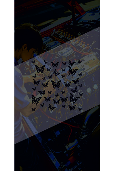 sticker Kelebek Desen Kaplama 25x25 Cm Jdm Araba-moto-laptop Cam Etiket Holog...