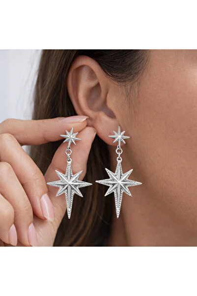 Ervalina أقراط مزدوجة متدلية منقوشة على شكل عمود