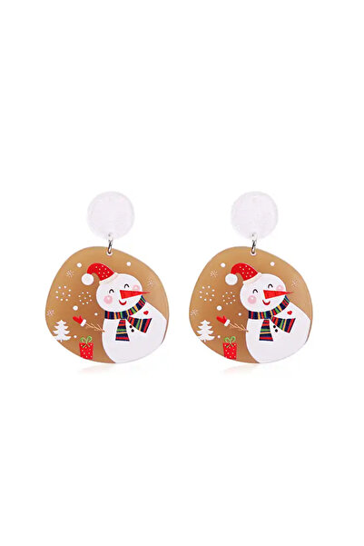 EFAYN.RO Women's earrings, Christmas theme, snowman story pattern, light brow...