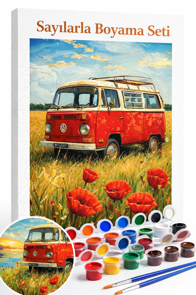 Aren Design Sayılarla Boyama Çerçeveli Hobi Seti Numaralı Tuval Fırça Boya Ka...