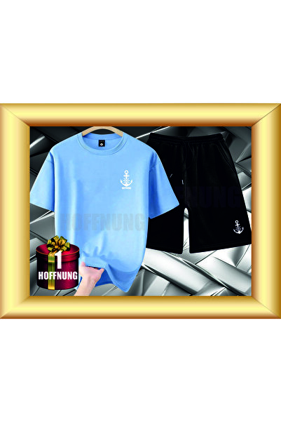 HOFFNUNG Unisex Casual Short Sleeve Set with Anchor Print Outdoor Spring/Summ...