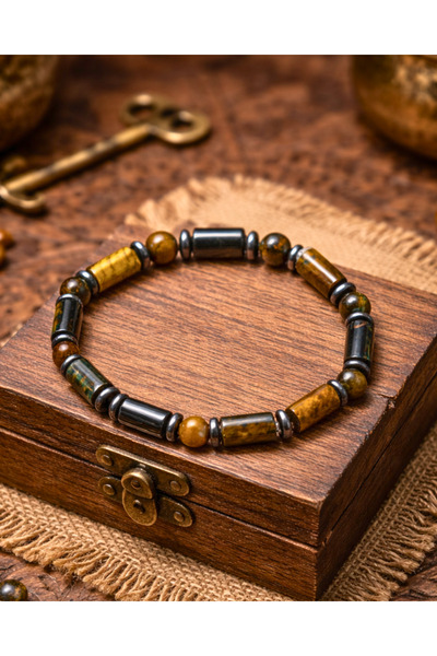 SUFİ TESBİH & ESANS VE HEDİYELİK Tiger's Eye Stone Bracelet – Cylinder Cut – ...