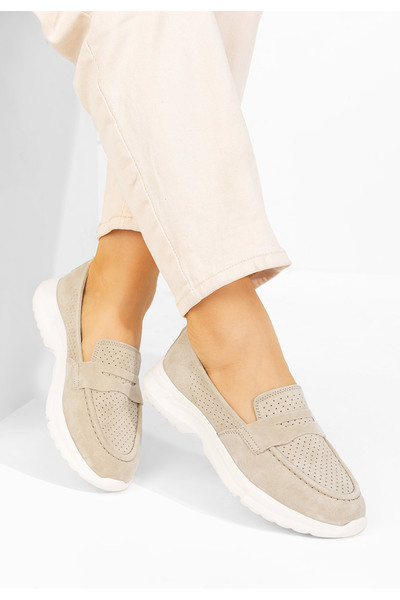 B T Shoes Women's Leather loafers Raluka beige