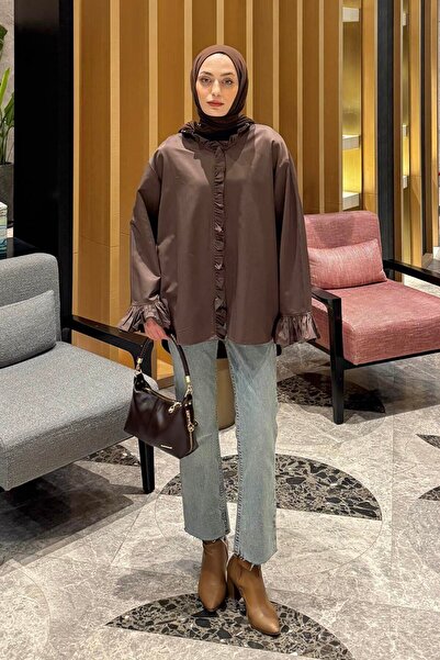 lamelif Ruffled Shirt Brown