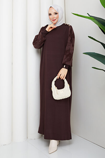 Pamuk Butik Women's Sleeve Silk Cupra Mercerized Knitwear Dress