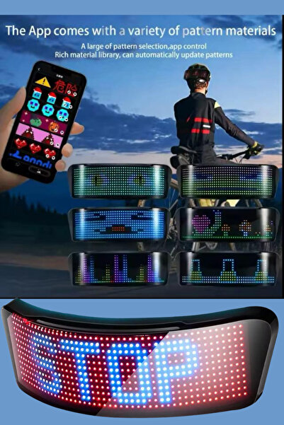 CROW'S TECH Motosiklet Kask Arkası Led Panel İsim-Animasyon-Emoji Kask Aksesuar Mobil Kontrollü İos/Android