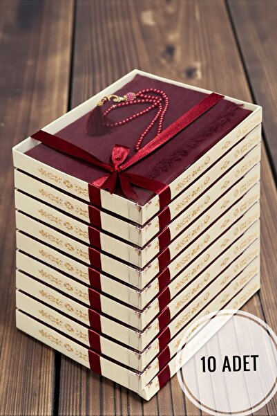 AYHANHOME 10 Adet Hediyelik, Çeyizlik, Mevlütlük, Flamlı Namaz Örtüsü Tesbih ...