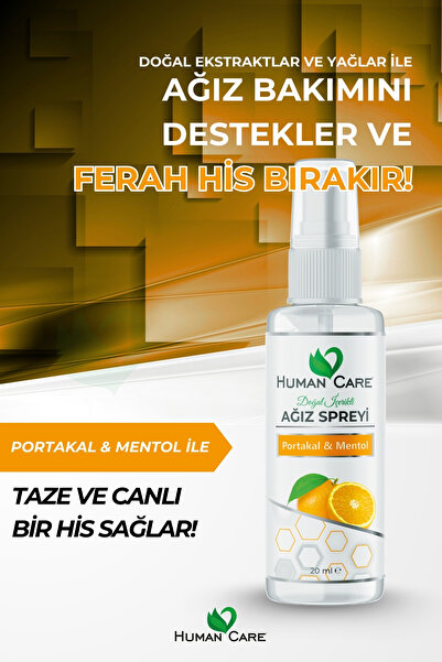 Human Care Ağız Spreyi - Portakal & Mentol - Doğal İçerikli Ağız Kokusu Önleyici