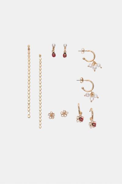 Stradivarius 9-pack of ladybird earrings