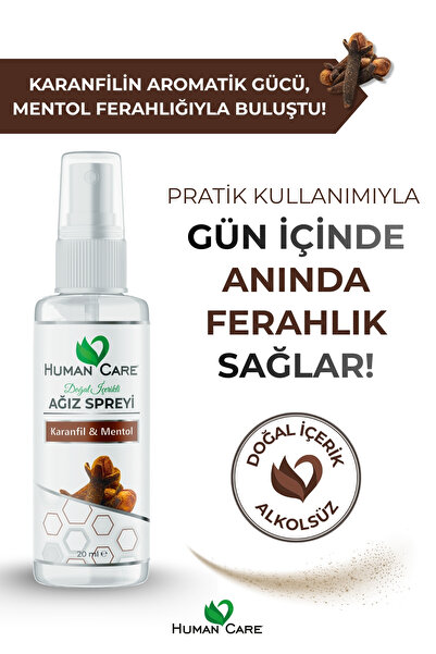 Human Care Ağız Spreyi - Karanfil & Mentol - Alkolsüz Ağız Spreyi Ferahlatıcı