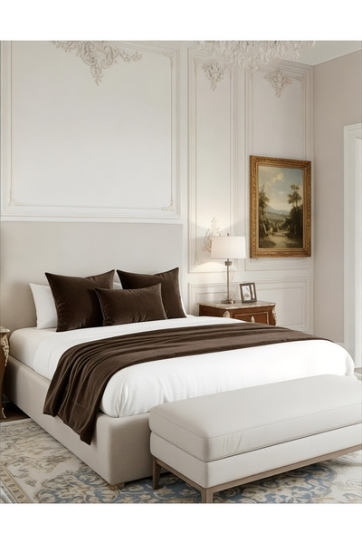 FARCY 3-Piece Velvet Fabric Decorative Bed Runner & 2-Piece Inner Filled Squa...