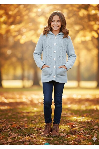 BEGONYA BEBECE KIDS Girls' Tricot Knitted Cardigan Vest with Hooded Pockets S...