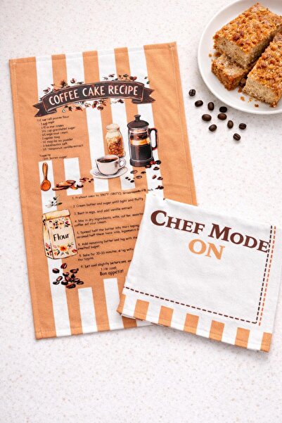 Lasviah Prosop de bucătărie și cârpă de uscare cu model Coffee Cake, set de d...