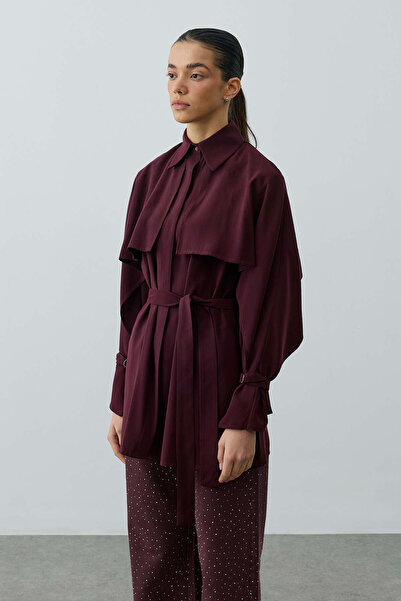 Fahhar Pelerinli Gömlek Mürdüm