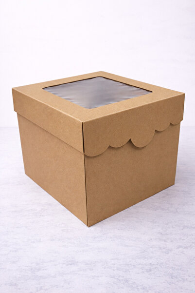 Ege Concept Life Asetat Pencereli Kraft Pasta Kutusu 21x21x25 cm | Pastane & ...