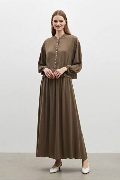 Moda Rosa 26Y7586 - KAHVE - DENİZ KABUĞU ETEKLİ TAKIM