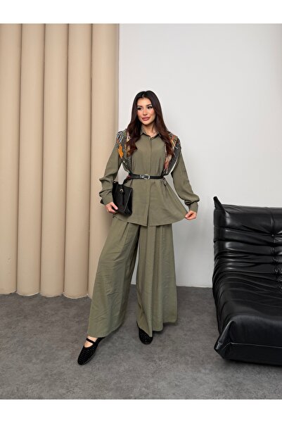 Hatun Atila Oversized Shirt and Wide-Legged Trousers Comfortable Cut Basic Mo...