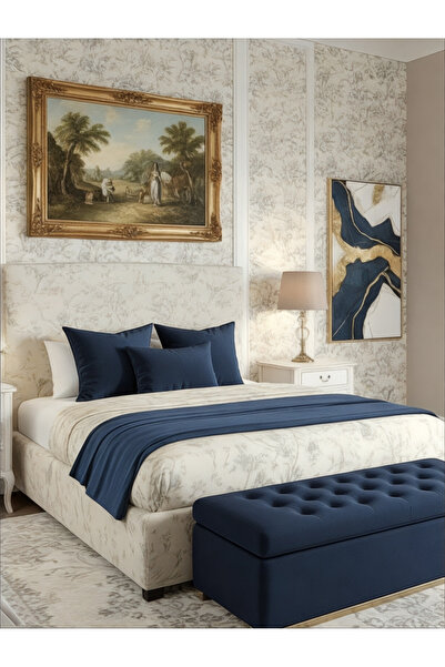 FARCY 3-Piece Velvet Fabric Decorative Bed Runner & 2-Piece Inner Filled Squa...