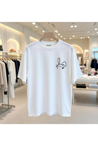 playwear Γυναικείο μπλουζάκι Rabbit Printed Oversize Beige