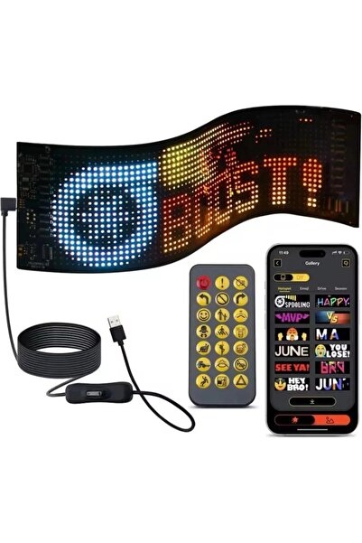 inwelt Matrix Led Ekran, Esnek, Telefon Kontrollü, Cama Yapışan, Araba, Kayan...