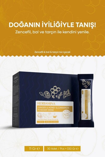 Herbamina Ginger Drink - Zencefil & Bal & Tarçın Toz İçecek