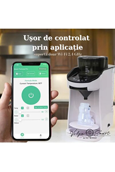 Valpa Smart Aparat Premium Lapte Praf Bebelusi cu Aplicatie, Dozare Exacta si Temperatura Controlata