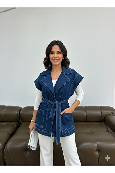 MUG collection Vestă din denim pentru femei, supradimensionată