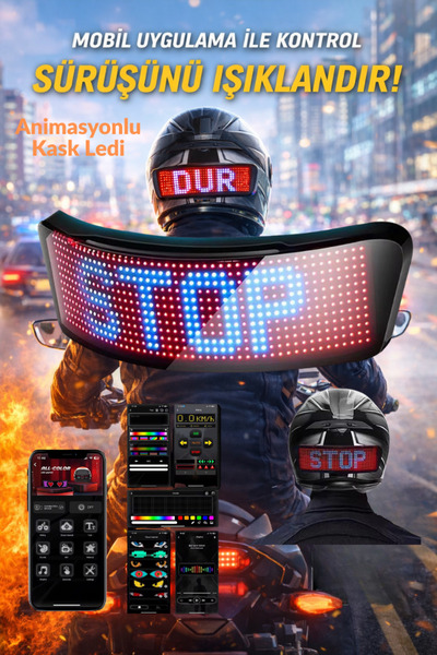 CROW'S TECH Motosiklet Kask Arkası Led Panel İsim-Animasyon-Emoji Kask Aksesuar Mobil Kontrollü İos/Android