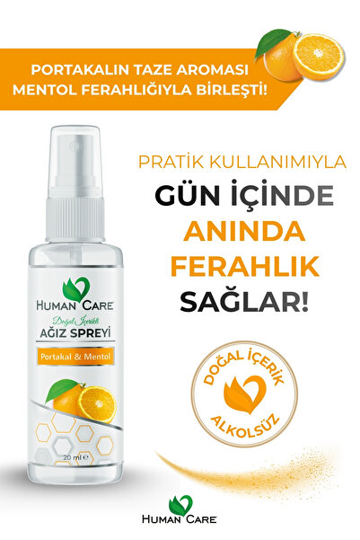Human Care Ağız Spreyi - Portakal & Mentol - Doğal İçerikli Ağız Kokusu Önleyici