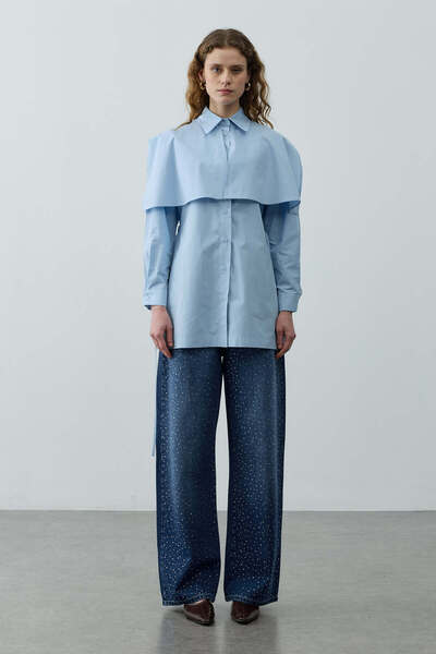 Fahhar Pelerinli Pensli Gömlek Mavi