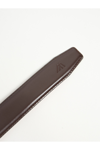 Mannerism The Vanguard Auto-Lock Leather Belt – Mahogany with Tan Nubuck Lining